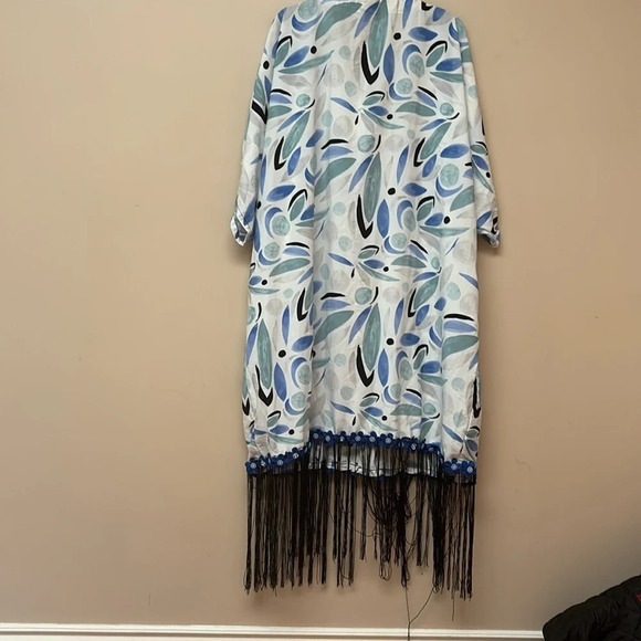 bohemian beaded Tassel kaftan dress/ beach cover up  size large - Picture 8 of 14